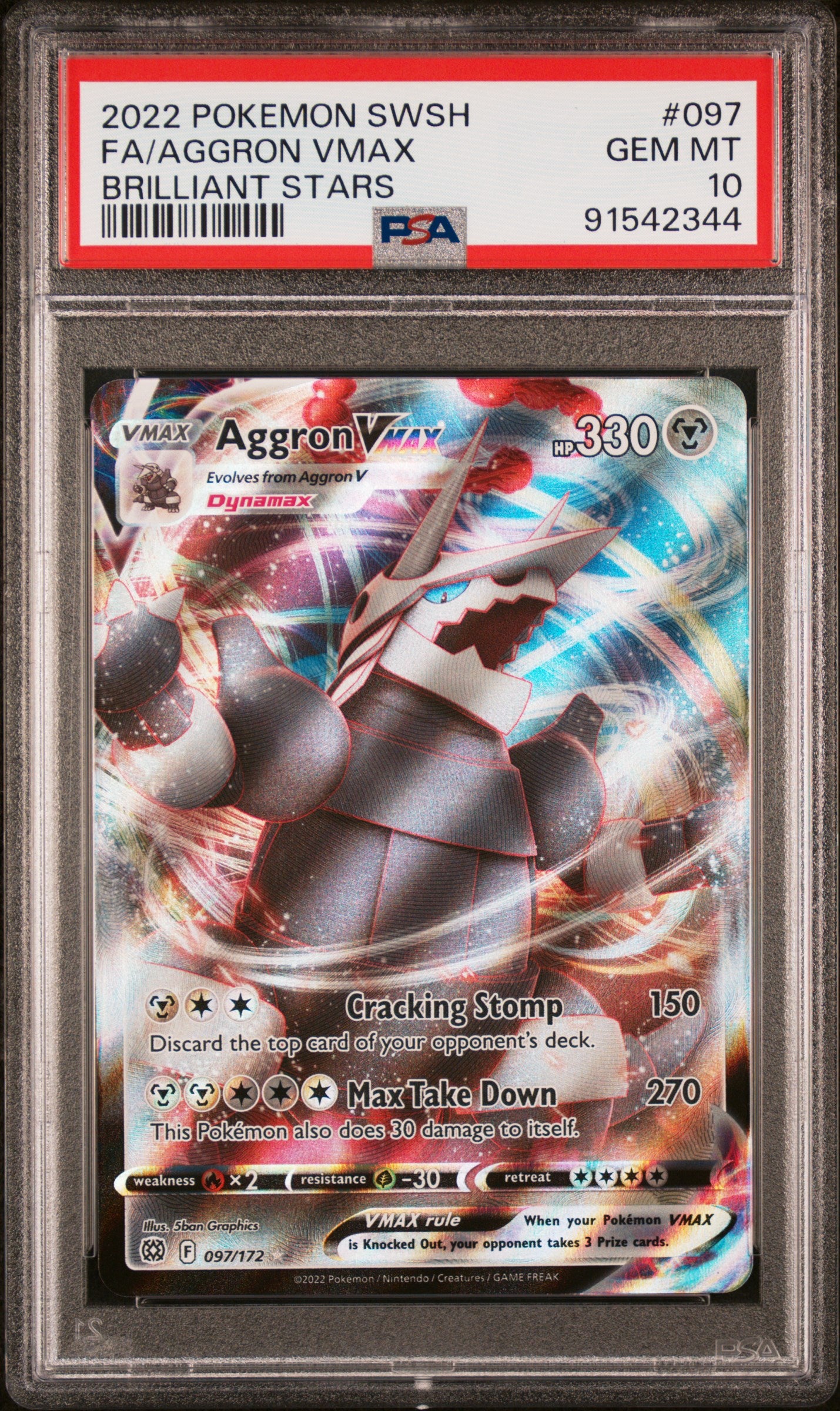2022 Pokemon Sword & Shield Brilliant Stars Full Art / Aggron Vmax #097 PSA Gem Mint 10