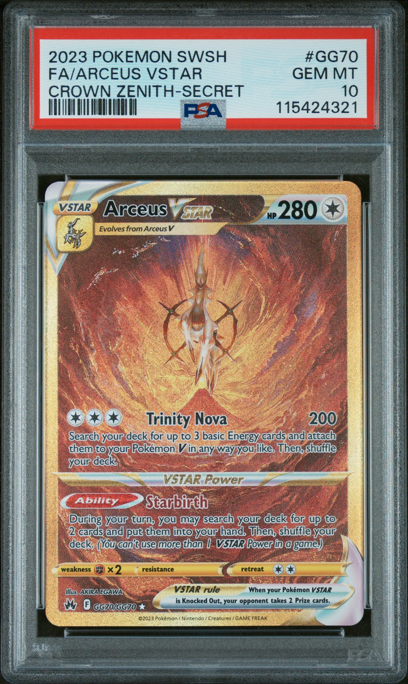 2023 Pokemon Sword and Shield Crown Zenith Full Art / Arceus Vstar #GG70 PSA Gem Mint 10