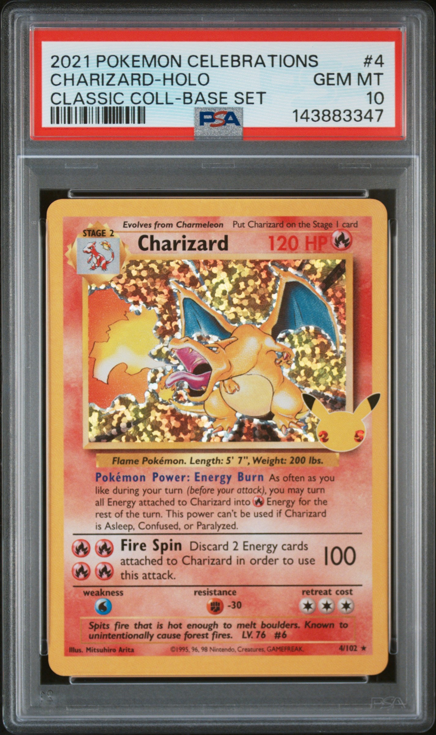 2021 Pokemon Celebrations Classic Collection Charizard-Holo #4 PSA Gem Mint 10