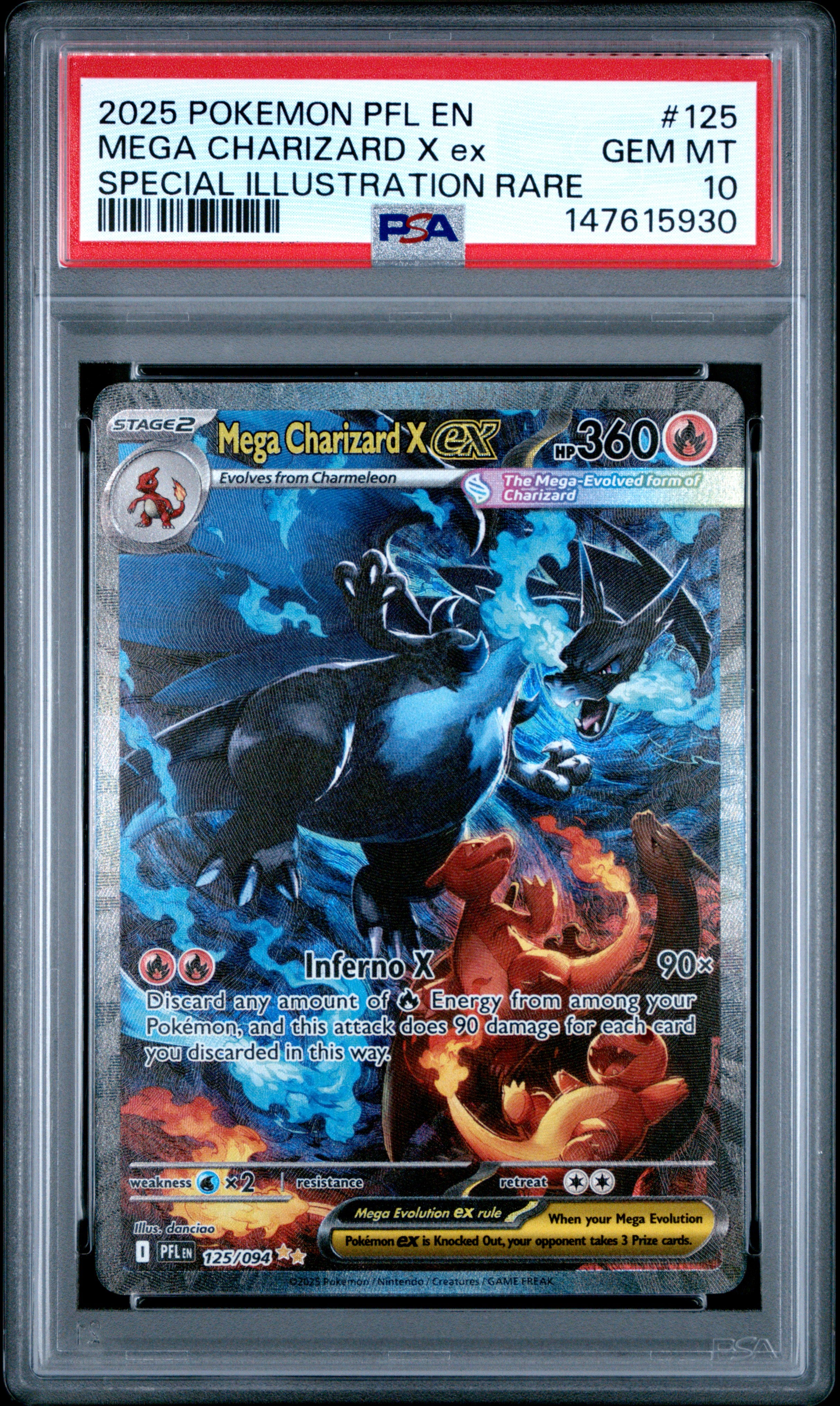 2025 Pokemon Mega Evolution: Phantasmal Flames Mega Charizard X ex #125 PSA Gem Mint 10