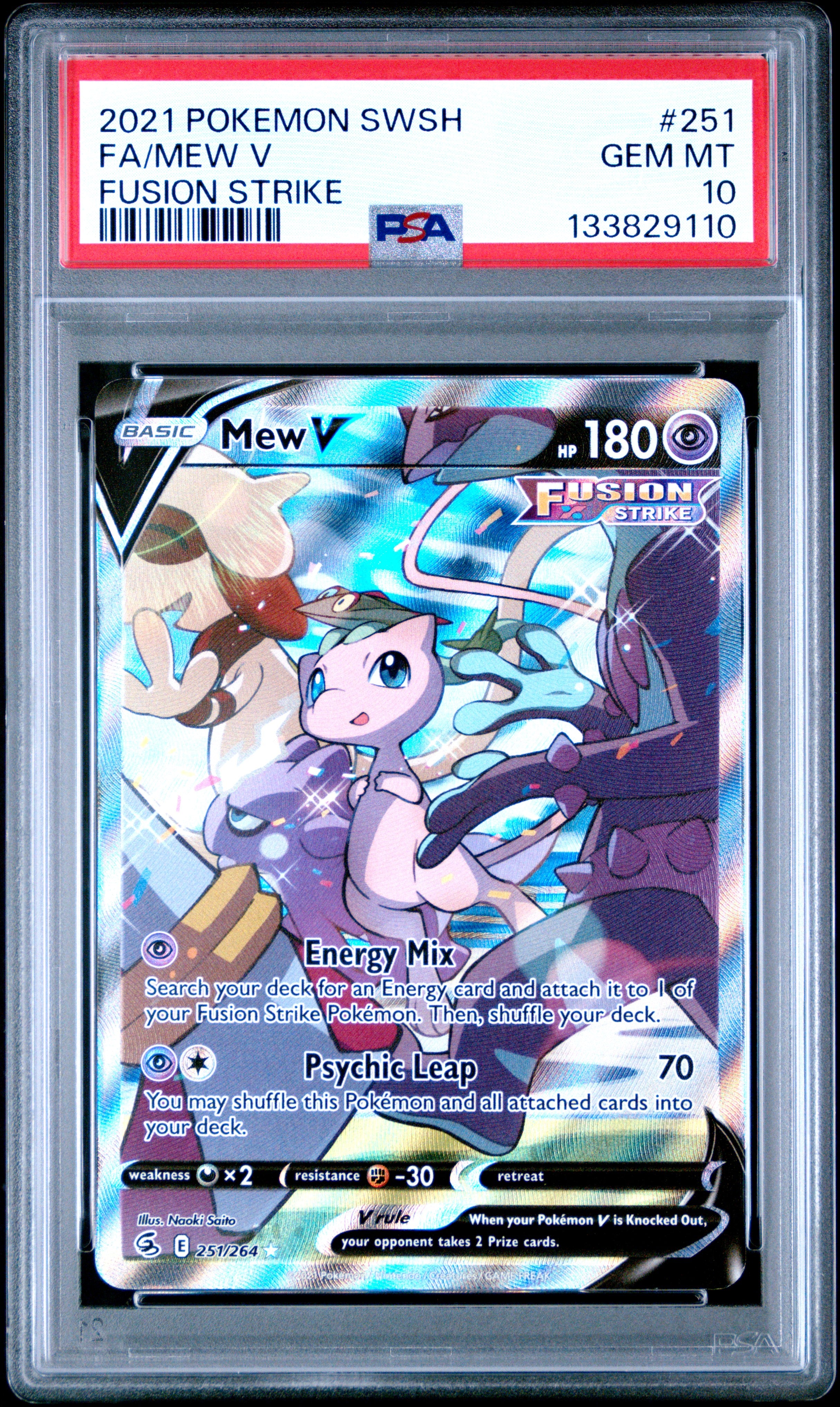 2021 Pokemon Sword & Shield Fusion Strike Full Art / Mew V #251 PSA Gem Mint 10