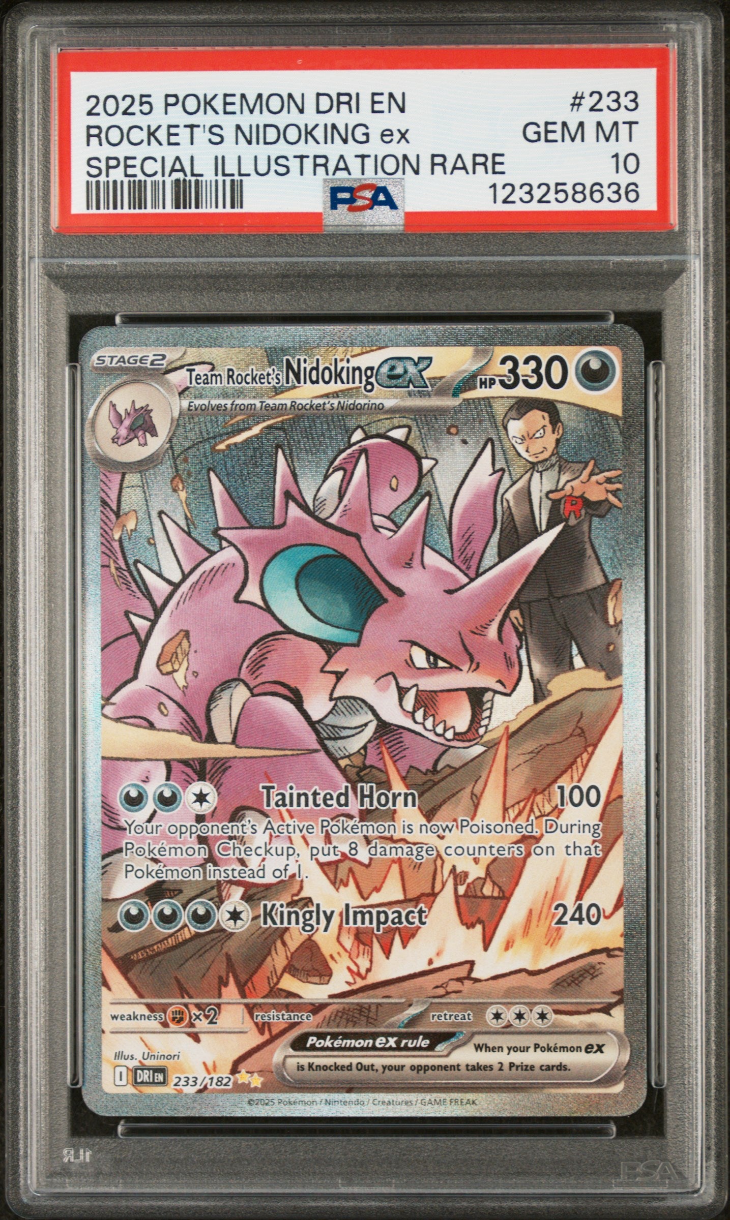 2025 Pokemon Dri En-Destined Rivals Team Rocket's Nidoking Ex #233 PSA Gem Mint 10