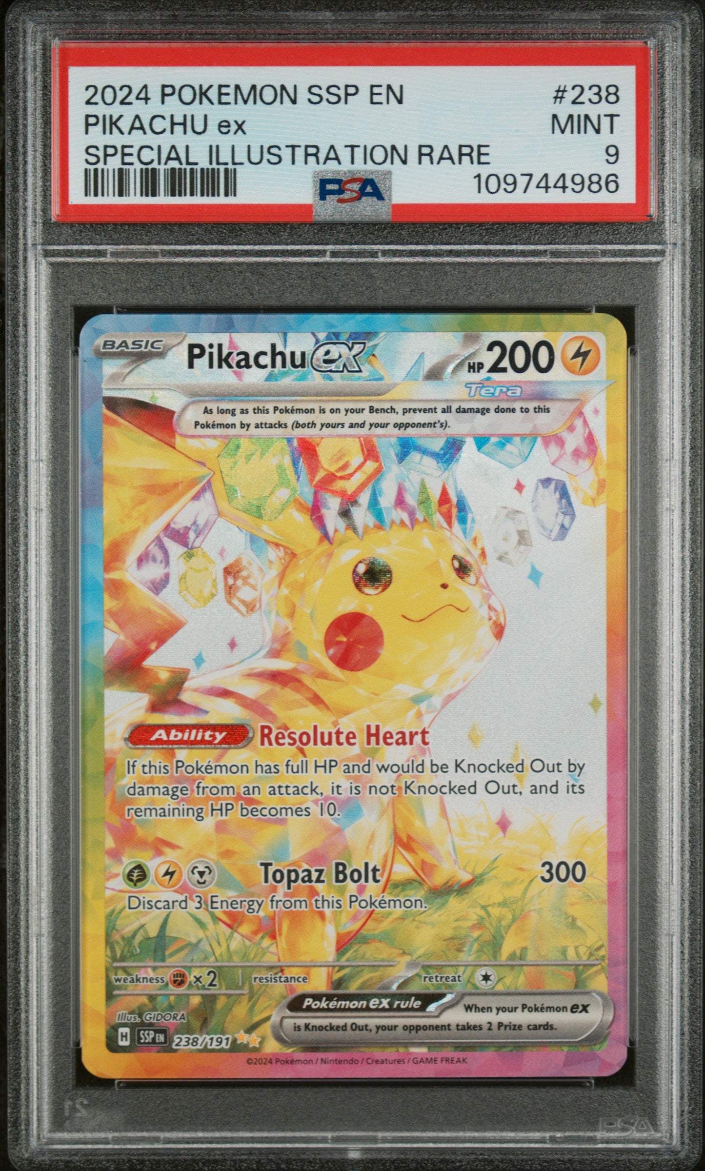 2024 Pokemon Scarlet & Violet: Surging Sparks Pikachu ex #238 PSA Mint 9