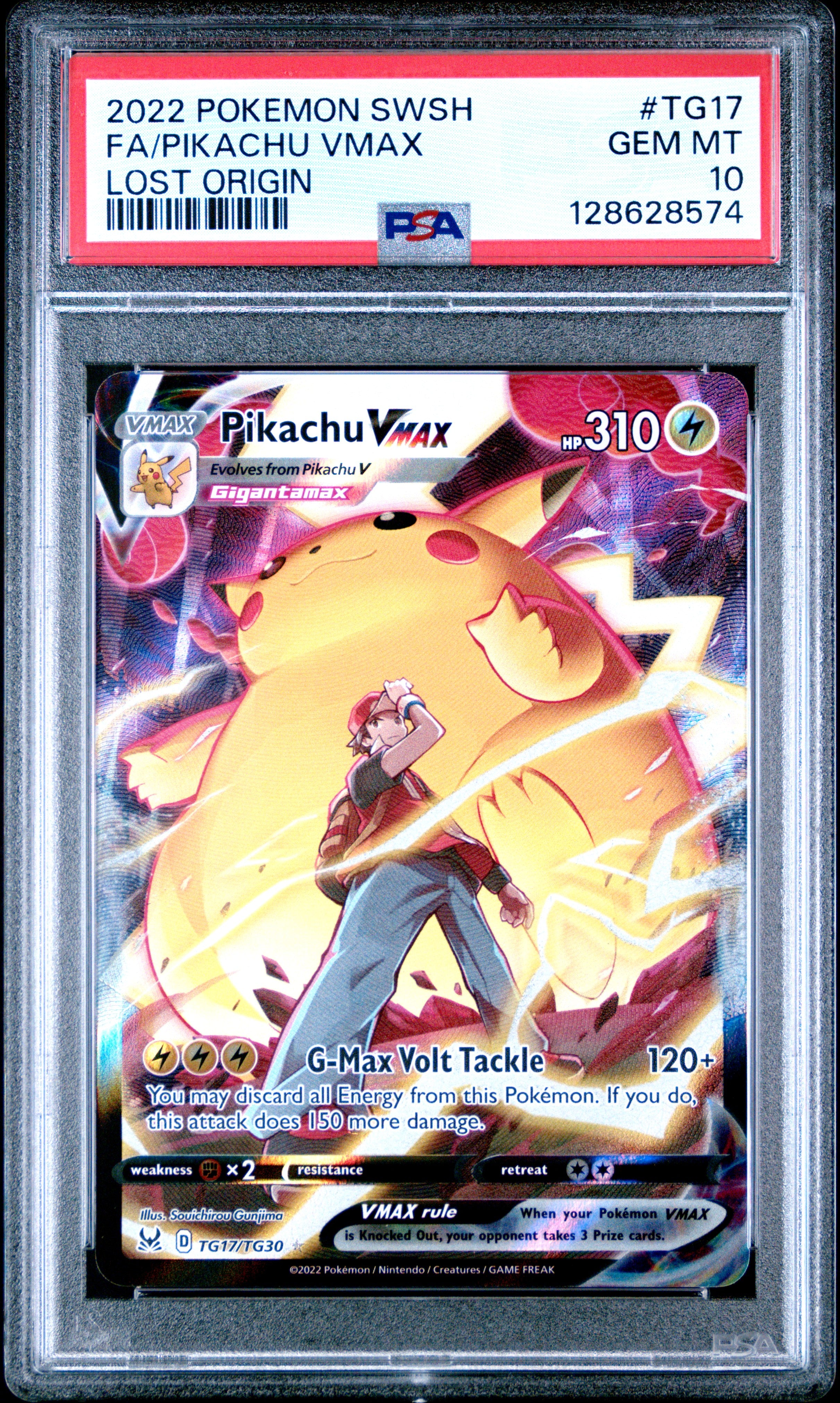2022 Pokemon Sword & Shield Lost Origin Full Art / Pikachu Vmax #TG17 PSA Gem Mint 10