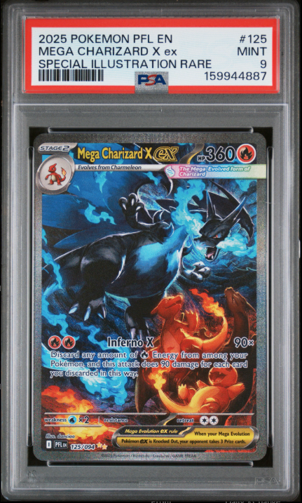 2025 Pokemon Mega Evolution: Phantasmal Flames Mega Charizard X ex #125 PSA Mint 9