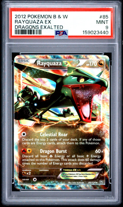 2012 Pokemon Black & White Dragons Exalted Rayquaza Ex #85 PSA Mint 9