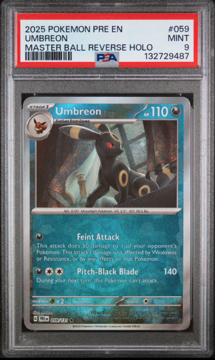 2025 Pokemon Pre En-Prismatic Evolutions Umbreon #059 PSA Mint 9