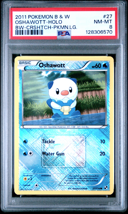 2011 Pokemon Black & White Pokemon League Oshawott-Holo #27 PSA NM-MT 8
