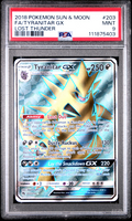 2018 Pokemon Sun & Moon Lost Thunder Full Art / Tyranitar Gx #203 PSA Mint 9