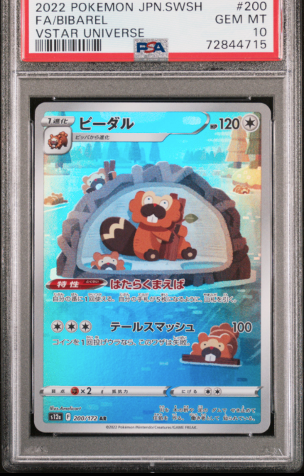 2022 Pokemon Japanese Sword & Shield Vstar Universe Full Art / Bibarel #200 PSA Gem Mint 10