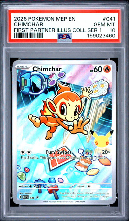 2026 Pokemon Mep En-Me Black Star Promo Chimchar #041 PSA Gem Mint 10