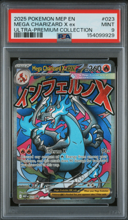2025 Pokemon Mep En-Me Black Star Promo Mega Charizard X Ex #023 PSA Mint 9