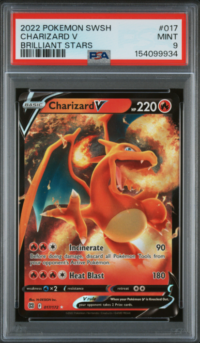 2022 Pokemon Sword & Shield Brilliant Stars Charizard V #017 PSA Mint 9