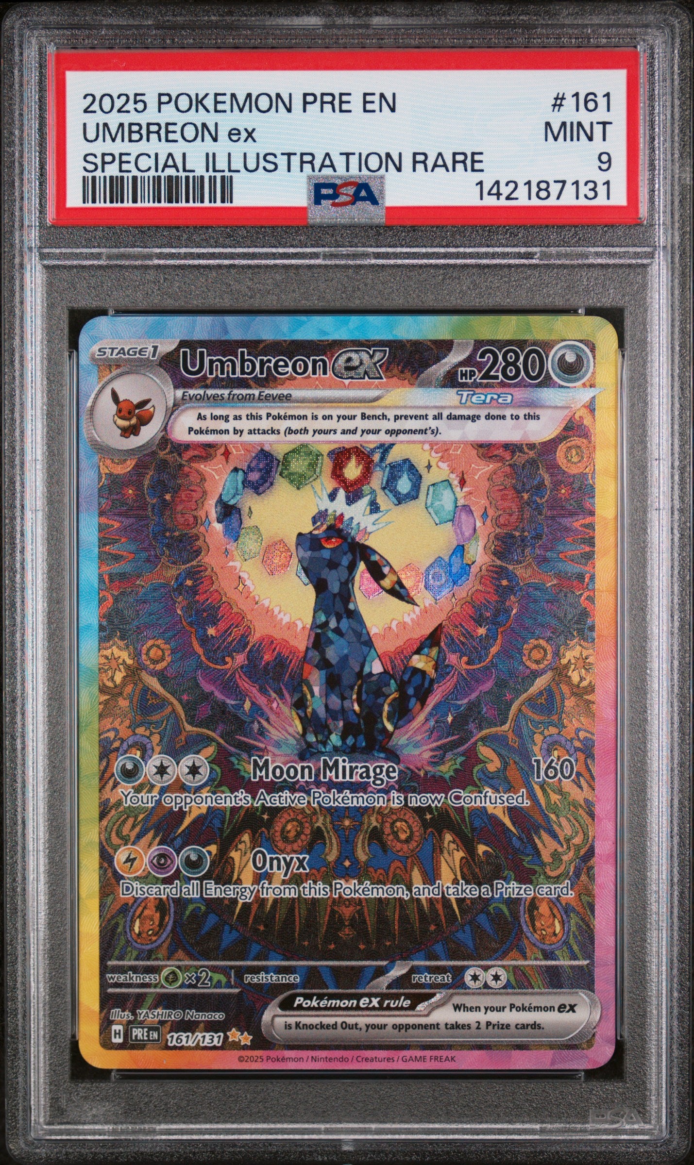 2025 Pokemon Pre En-Prismatic Evolutions Umbreon Ex #161 PSA Mint 9