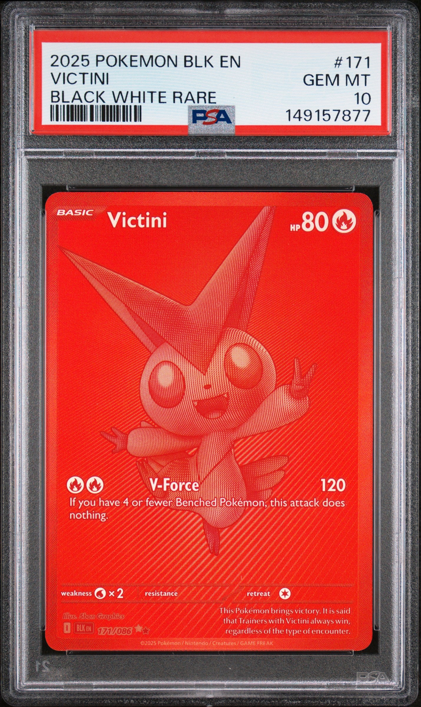 2025 Pokemon Blk En-Black Bolt Victini #171 PSA Gem Mint 10